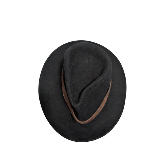 Woolrich Crushable Fedora Hat Water-Repellant Black Wool Leather Band - Picture 8 of 8